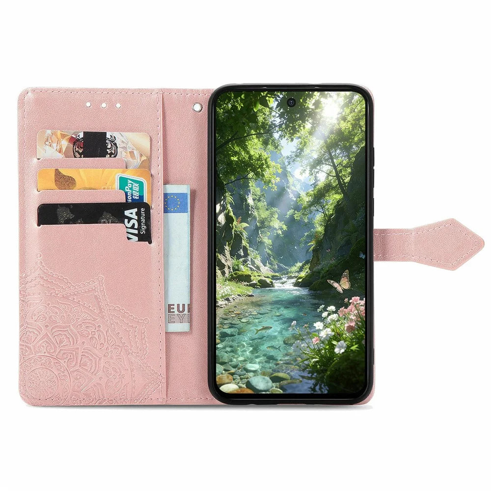 For Realme C83 5G Wallet Case Mandala Flower Leather Phone Cover Stand - Rose Gold - 2