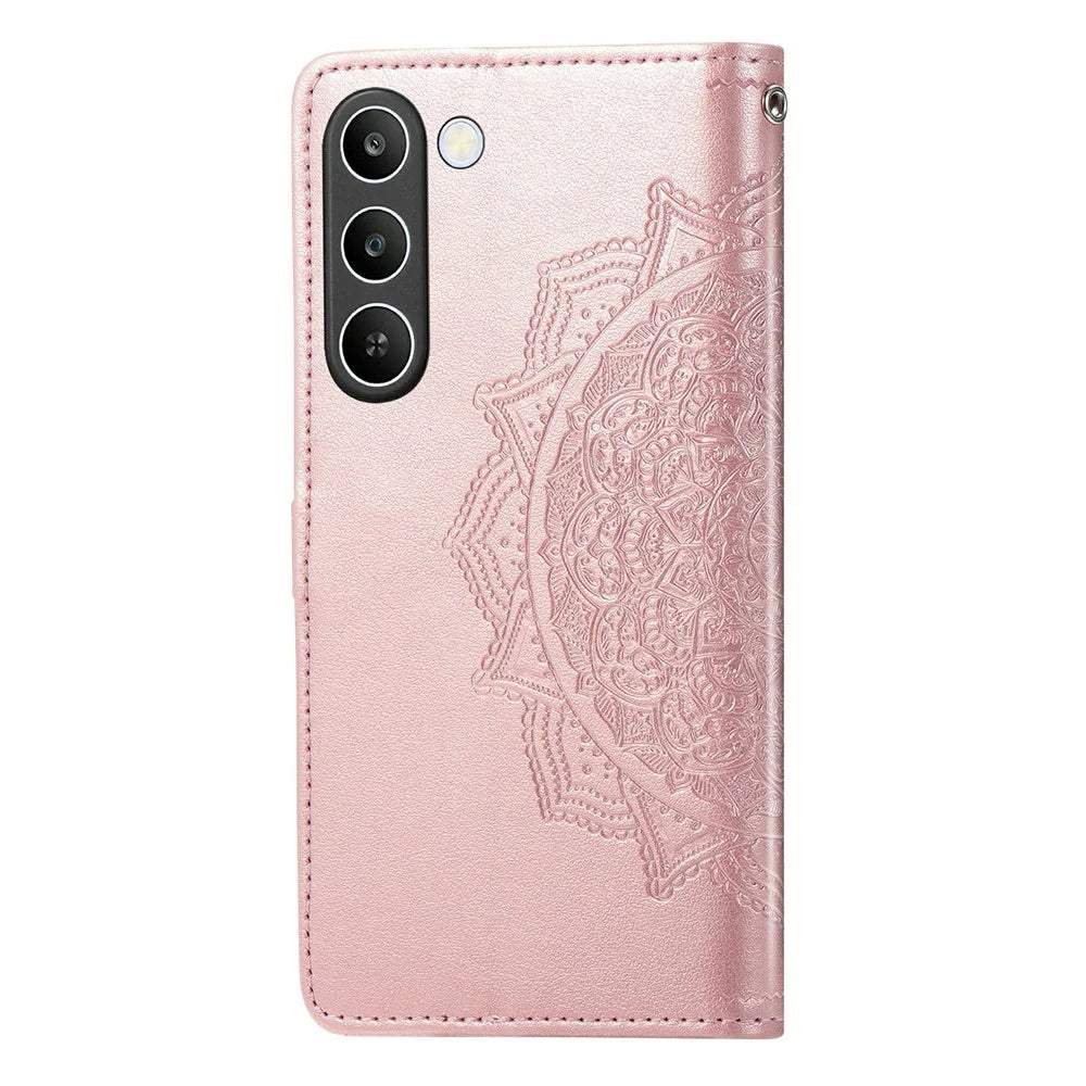 For Realme C83 5G Wallet Case Mandala Flower Leather Phone Cover Stand - Rose Gold - 6