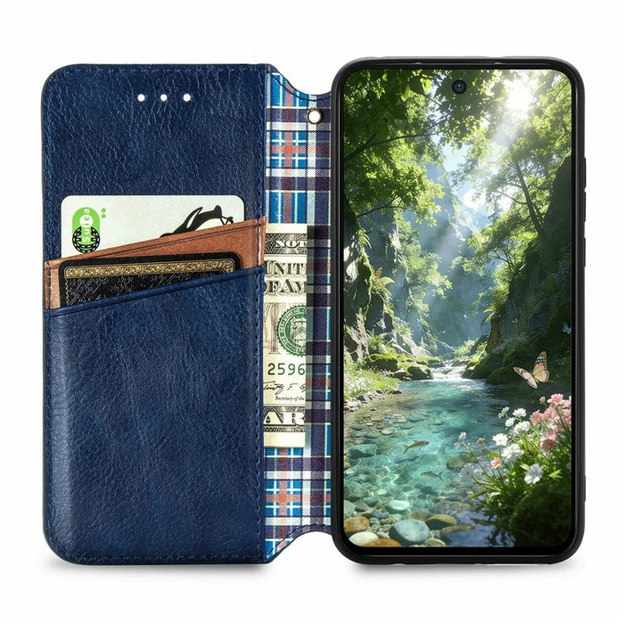 For Realme C83 5G Case Rhombus Imprint PU Leather Wallet Phone Cover - Blue - 2