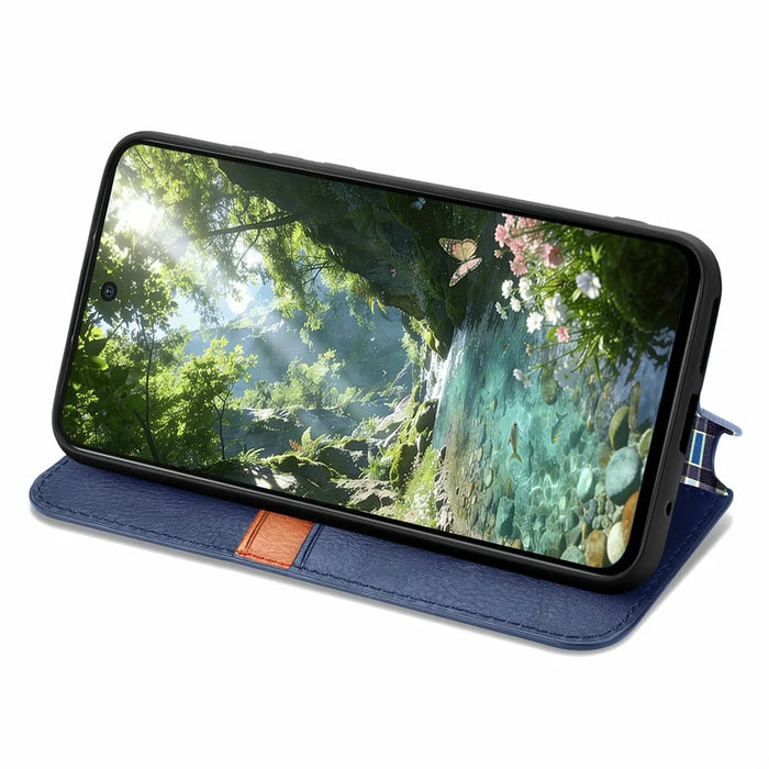 For Realme C83 5G Case Rhombus Imprint PU Leather Wallet Phone Cover - Blue - 3
