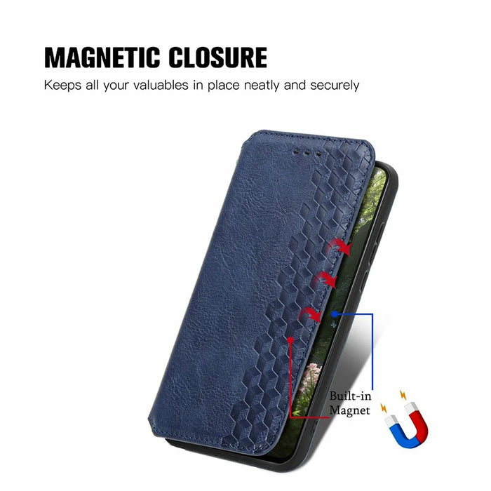 For Realme C83 5G Case Rhombus Imprint PU Leather Wallet Phone Cover - Blue - 4