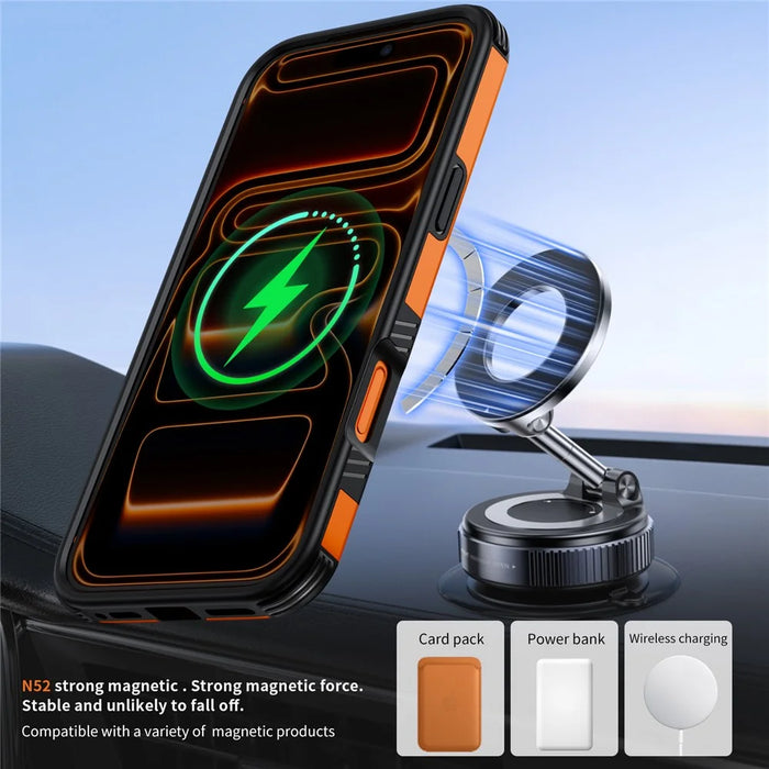 For iPhone 18 Pro / 17 Pro Magnetic Case Ring Holder Kickstand PC + TPU Shockproof Phone Cover - Orange - 3