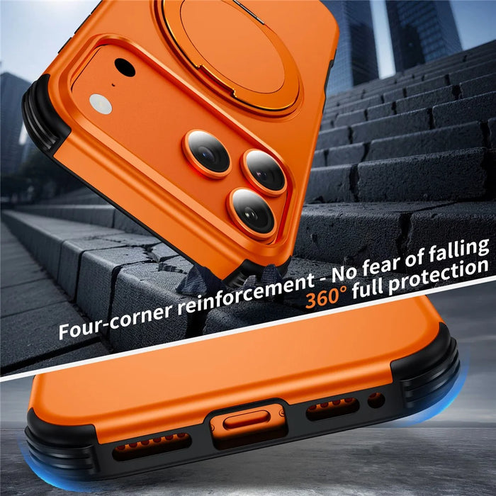 For iPhone 18 Pro / 17 Pro Magnetic Case Ring Holder Kickstand PC + TPU Shockproof Phone Cover - Orange - 7
