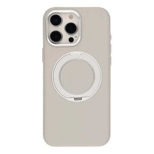 For iPhone 16 Pro Max Case Magnetic Rotatable Kickstand Leather + PC + TPU Phone Cover with Camera Control Button - Grey - 1