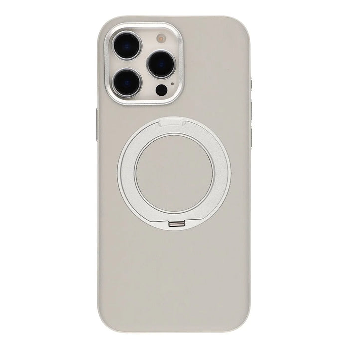 For iPhone 16 Pro Max Case Magnetic Rotatable Kickstand Leather + PC + TPU Phone Cover with Camera Control Button - Grey - 1