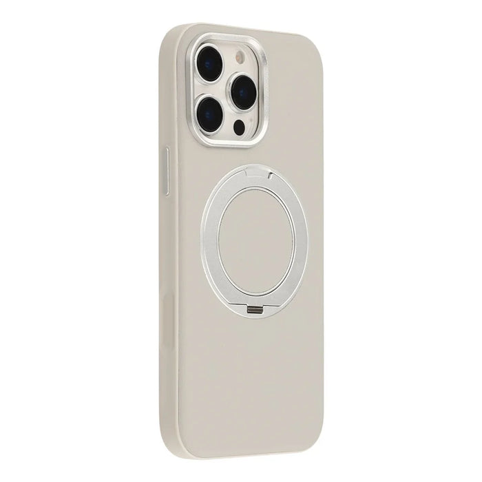 For iPhone 16 Pro Max Case Magnetic Rotatable Kickstand Leather + PC + TPU Phone Cover with Camera Control Button - Grey - 2