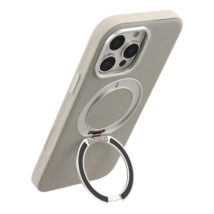 For iPhone 16 Pro Max Case Magnetic Rotatable Kickstand Leather + PC + TPU Phone Cover with Camera Control Button - Grey - 3