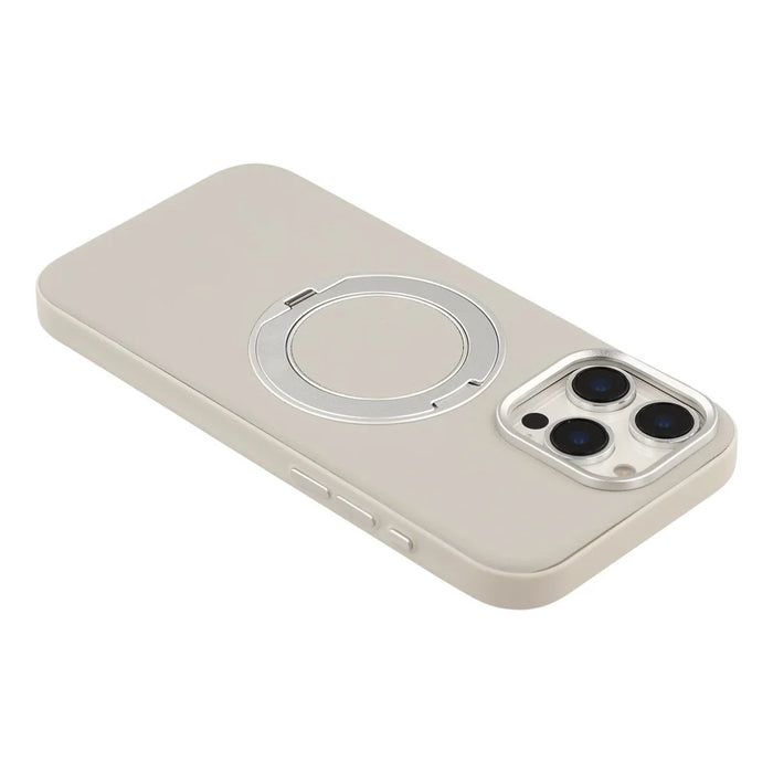 For iPhone 16 Pro Max Case Magnetic Rotatable Kickstand Leather + PC + TPU Phone Cover with Camera Control Button - Grey - 6