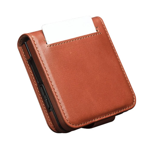 QIALINO for Samsung Galaxy Z Fold8 Ultra Case Oil-Waxed Genuine Cow Leather Flip Card Slot Phone Cover - Light Brown - 2