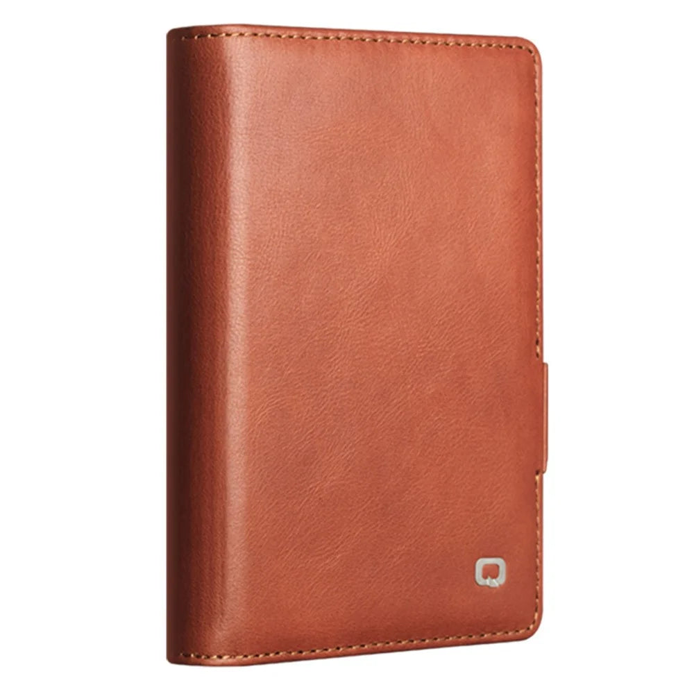 QIALINO for Samsung Galaxy Z Fold8 Case Oil-Waxed Genuine Cow Leather Flip Stand Wallet Phone Cover - Light Brown - 4