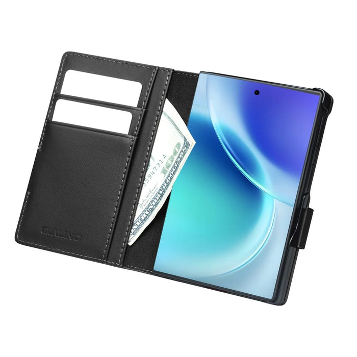 QIALINO For Samsung Galaxy Z Fold8 Case Flip Stand Genuine Cow Leather Phone Cover - Black - 3