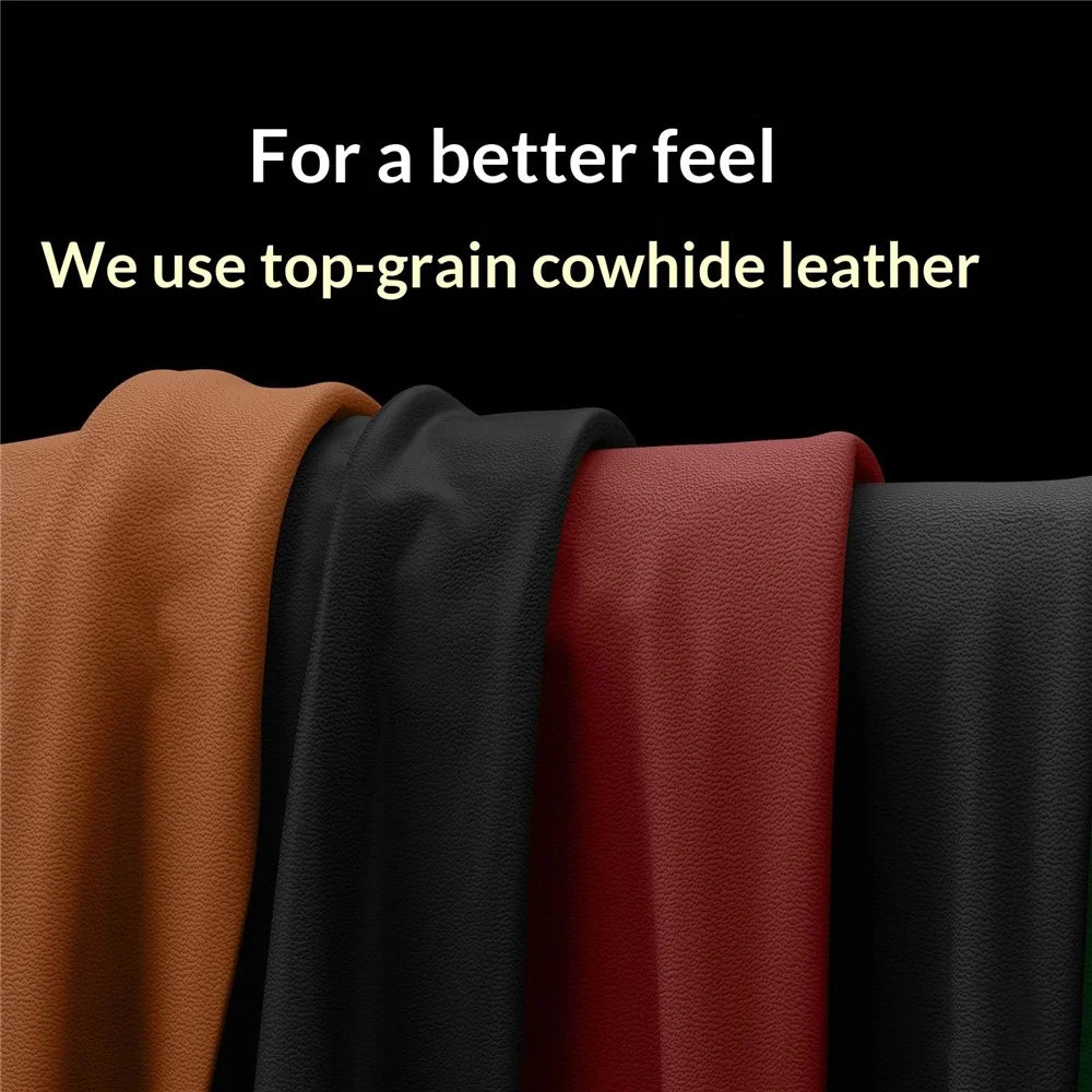 SULADA for vivo X Fold6 5G Magnetic Case Kickstand Genuine Cow Leather Phone Cover - Black - 7