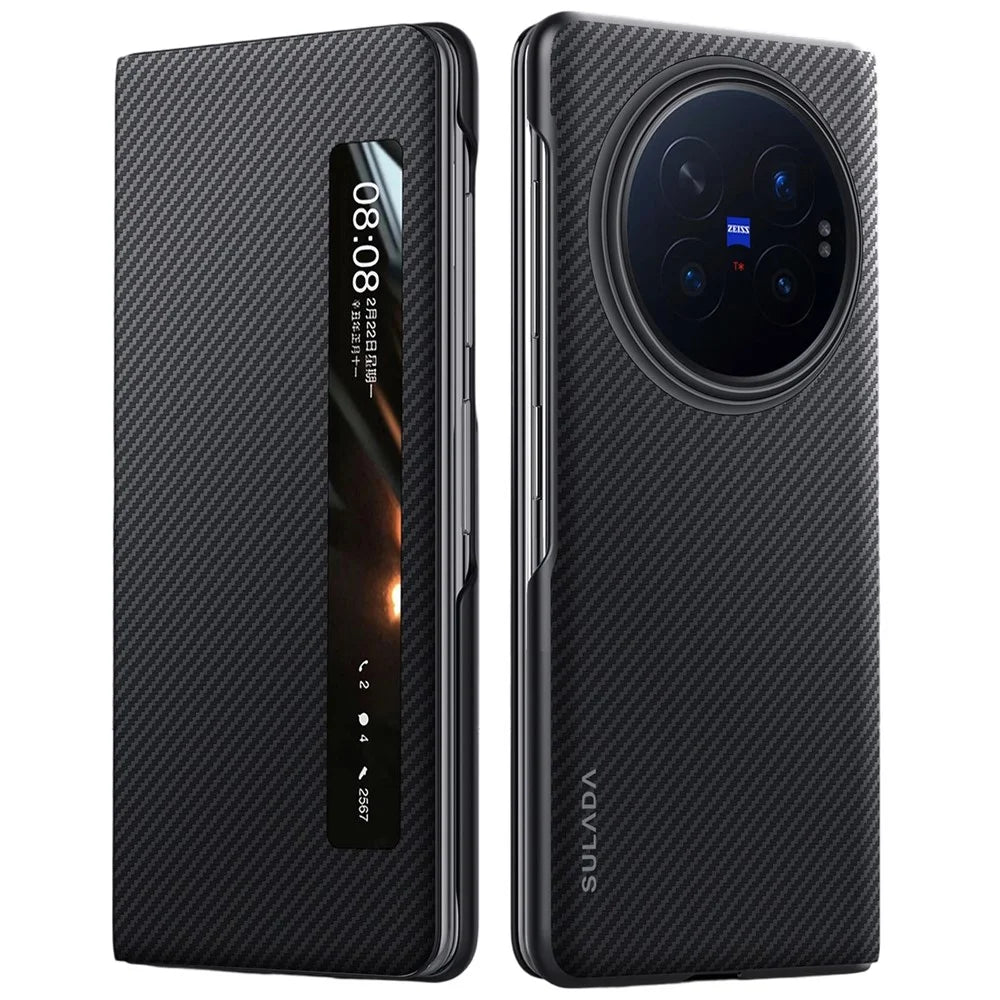 SULADA For vivo X Fold6 5G Magnetic Case View Window Leather Phone Cover with Auto Wake  /  Sleep - Black - 1