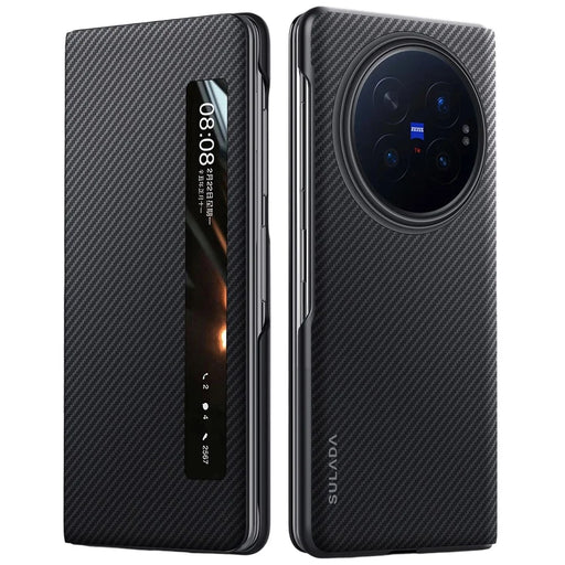 SULADA For vivo X Fold6 5G Magnetic Case View Window Leather Phone Cover with Auto Wake  /  Sleep - Black - 1