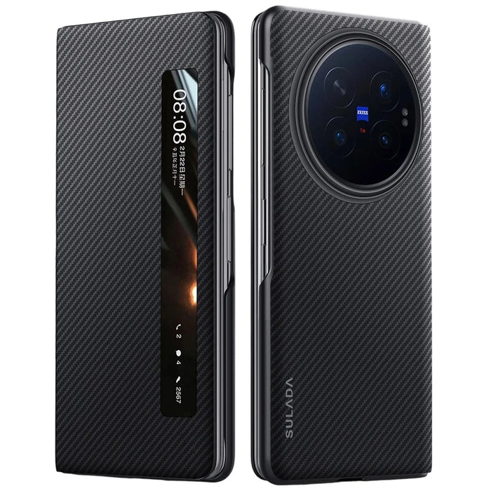 SULADA For vivo X Fold6 5G Magnetic Case View Window Leather Phone Cover with Auto Wake  /  Sleep - Black - 1