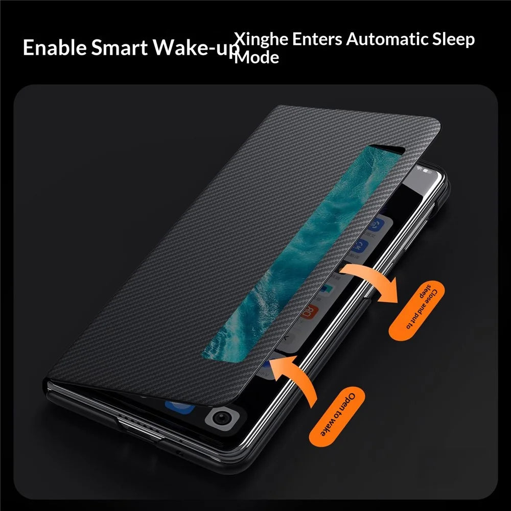 SULADA For vivo X Fold6 5G Magnetic Case View Window Leather Phone Cover with Auto Wake  /  Sleep - Black - 5