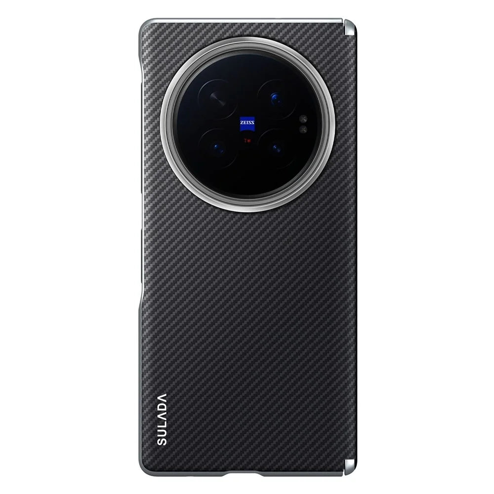 SULADA For vivo X Fold6 5G Magnetic Case Leather+PC Phone Cover Carbon Fiber Texture - Black - 1
