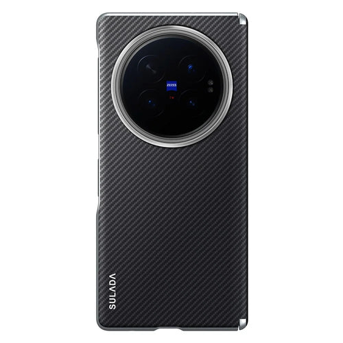 SULADA For vivo X Fold6 5G Magnetic Case Leather+PC Phone Cover Carbon Fiber Texture - Black - 1
