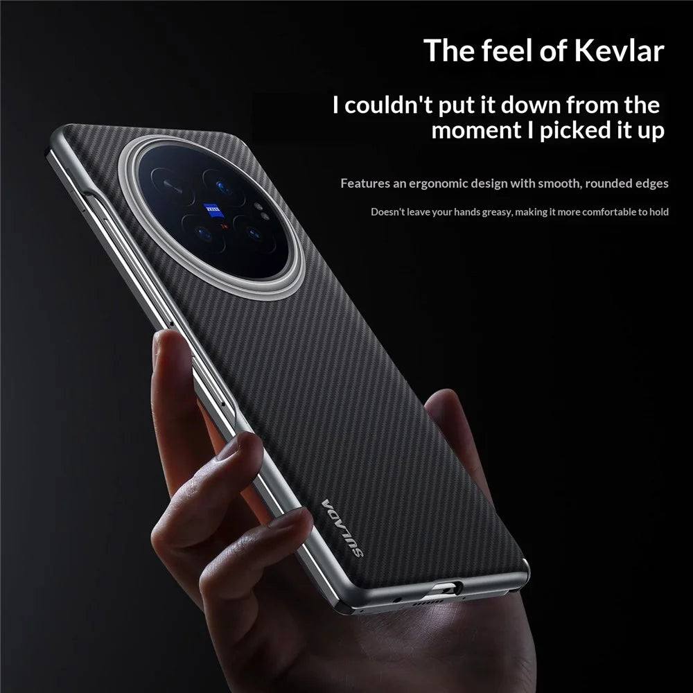 SULADA For vivo X Fold6 5G Magnetic Case Leather+PC Phone Cover Carbon Fiber Texture - Black - 6