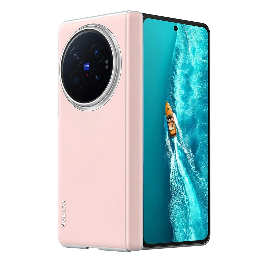 SULADA For vivo X Fold6 5G Magnetic Case Leather Back Cover Hinge Protection - Pink - 1