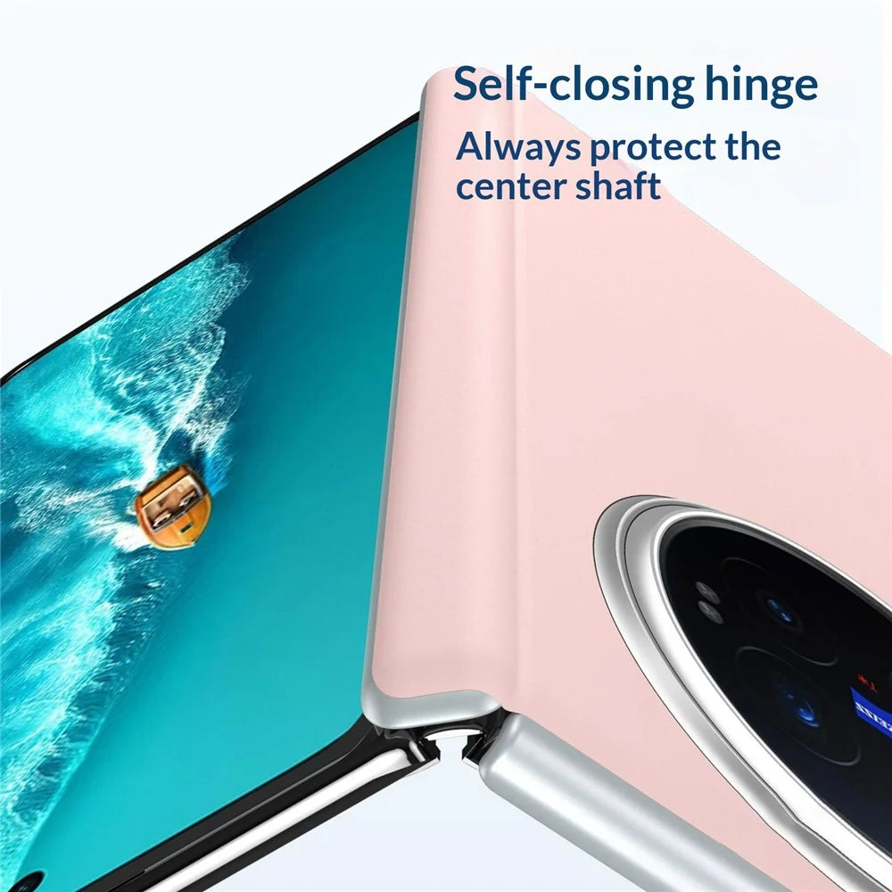 SULADA For vivo X Fold6 5G Magnetic Case Leather Back Cover Hinge Protection - Pink - 6