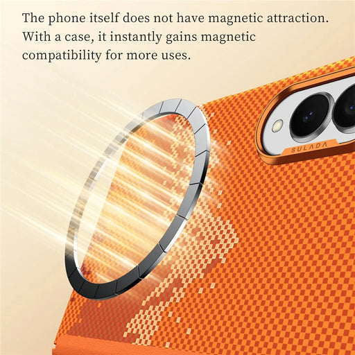 SULADA for Samsung Galaxy Z Fold8 Magnetic Case Golden Mountain Pattern Skin-Feel Hard PC Slim Phone Cover - Orange - 2