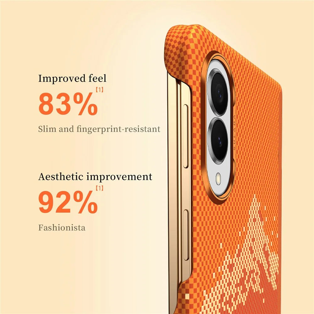 SULADA for Samsung Galaxy Z Fold8 Magnetic Case Golden Mountain Pattern Skin-Feel Hard PC Slim Phone Cover - Orange - 5
