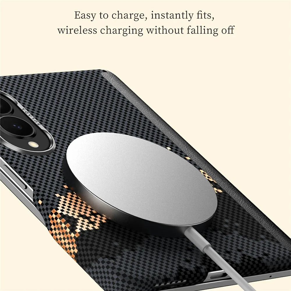 SULADA for Samsung Galaxy Z Fold8 Magnetic Case Golden Mountain Pattern Skin-Feel Hard PC Slim Phone Cover - Orange - 6