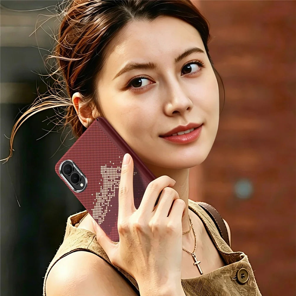 SULADA for Samsung Galaxy Z Fold8 Magnetic Case Golden Mountain Pattern Skin-Feel Hard PC Slim Phone Cover - Orange - 7