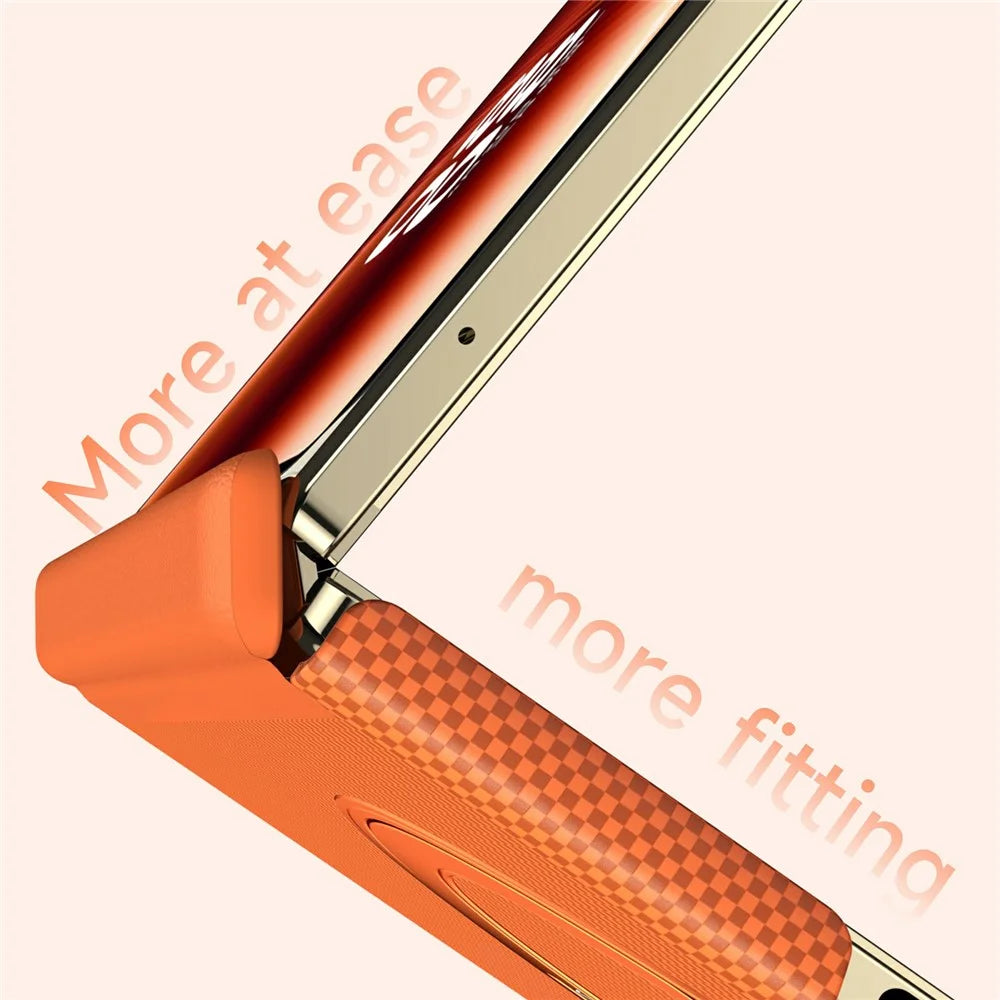 SULADA For Samsung Galaxy Z Fold8 Kickstand Magnetic Case Kevlar Grid Textured Anti Fingerprint PC Phone Cover - Orange - 6