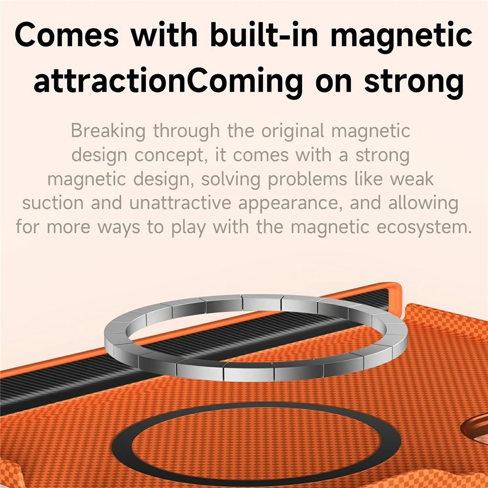 SULADA For Samsung Galaxy Z Fold8 Protective Magnetic Case Kevlar Grid Textured Anti Fingerprint PC Phone Cover - Orange - 2