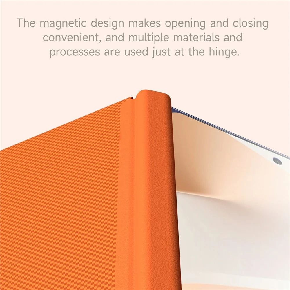 SULADA For Samsung Galaxy Z Fold8 Protective Magnetic Case Kevlar Grid Textured Anti Fingerprint PC Phone Cover - Orange - 3