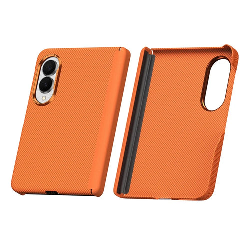 For Samsung Galaxy Z Fold8 Protective Case Kevlar Grid Textured Anti Fingerprint PC Phone Cover - Orange - 1