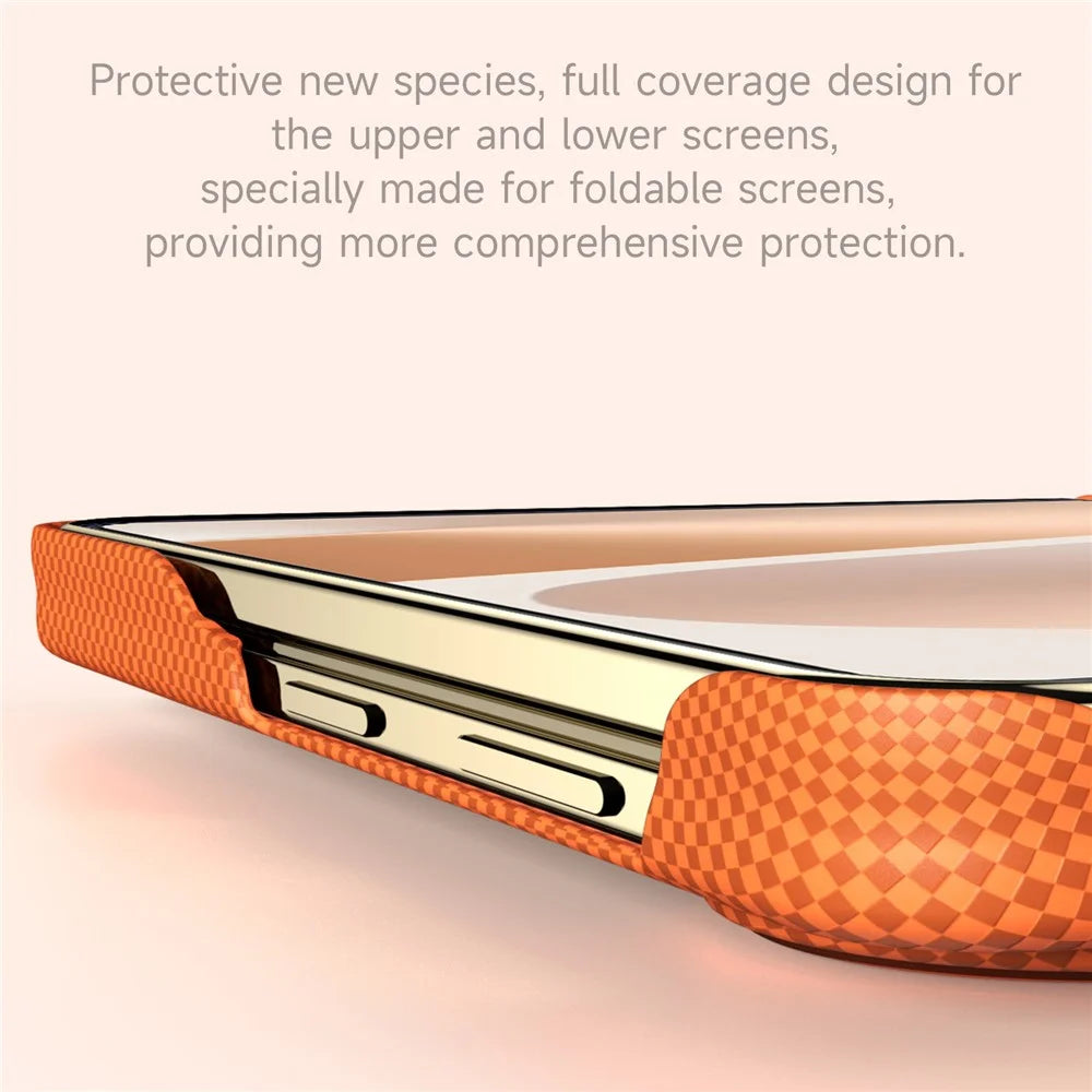 For Samsung Galaxy Z Fold8 Protective Case Kevlar Grid Textured Anti Fingerprint PC Phone Cover - Orange - 3
