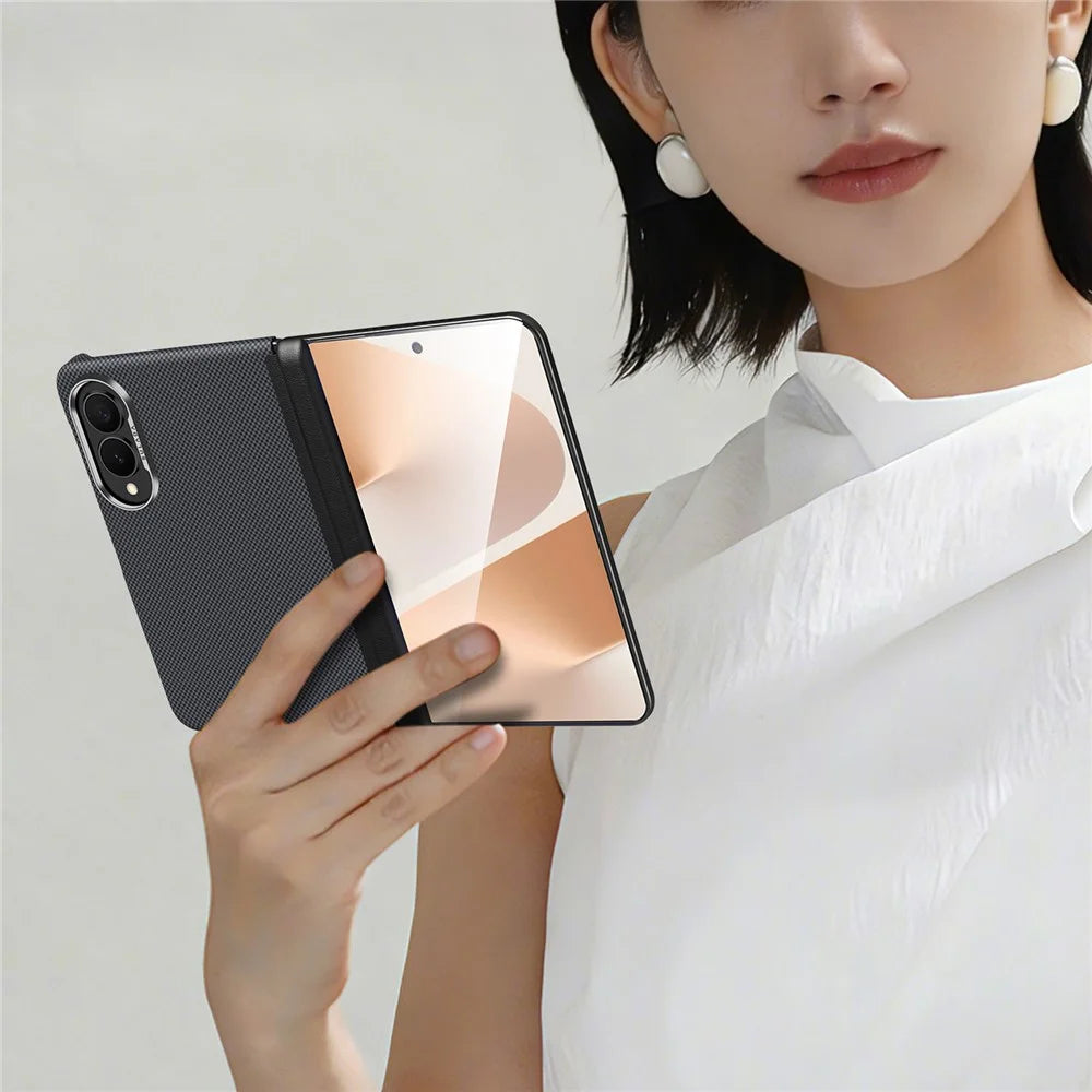 For Samsung Galaxy Z Fold8 Protective Case Kevlar Grid Textured Anti Fingerprint PC Phone Cover - Orange - 6