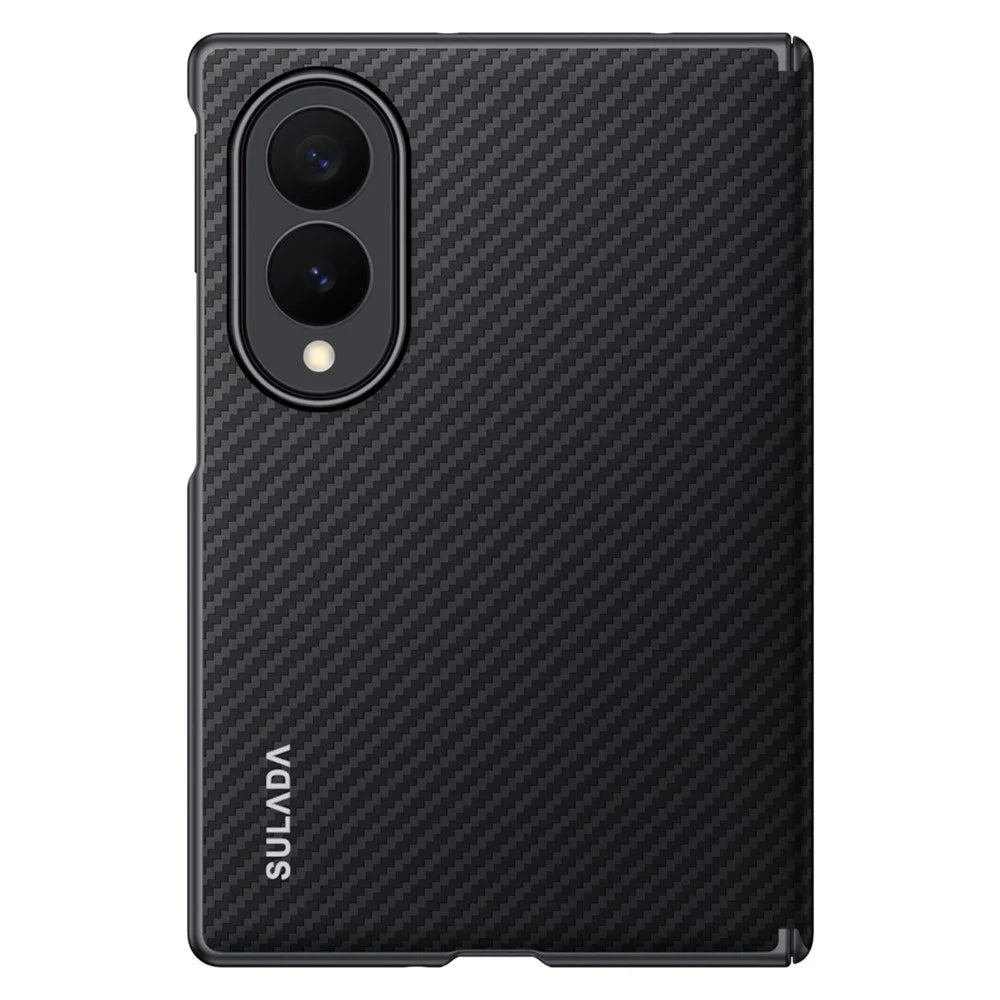 SULADA For Samsung Galaxy Z Fold8 Magnetic Case Leather+PC Phone Cover Carbon Fiber Texture - Black - 2