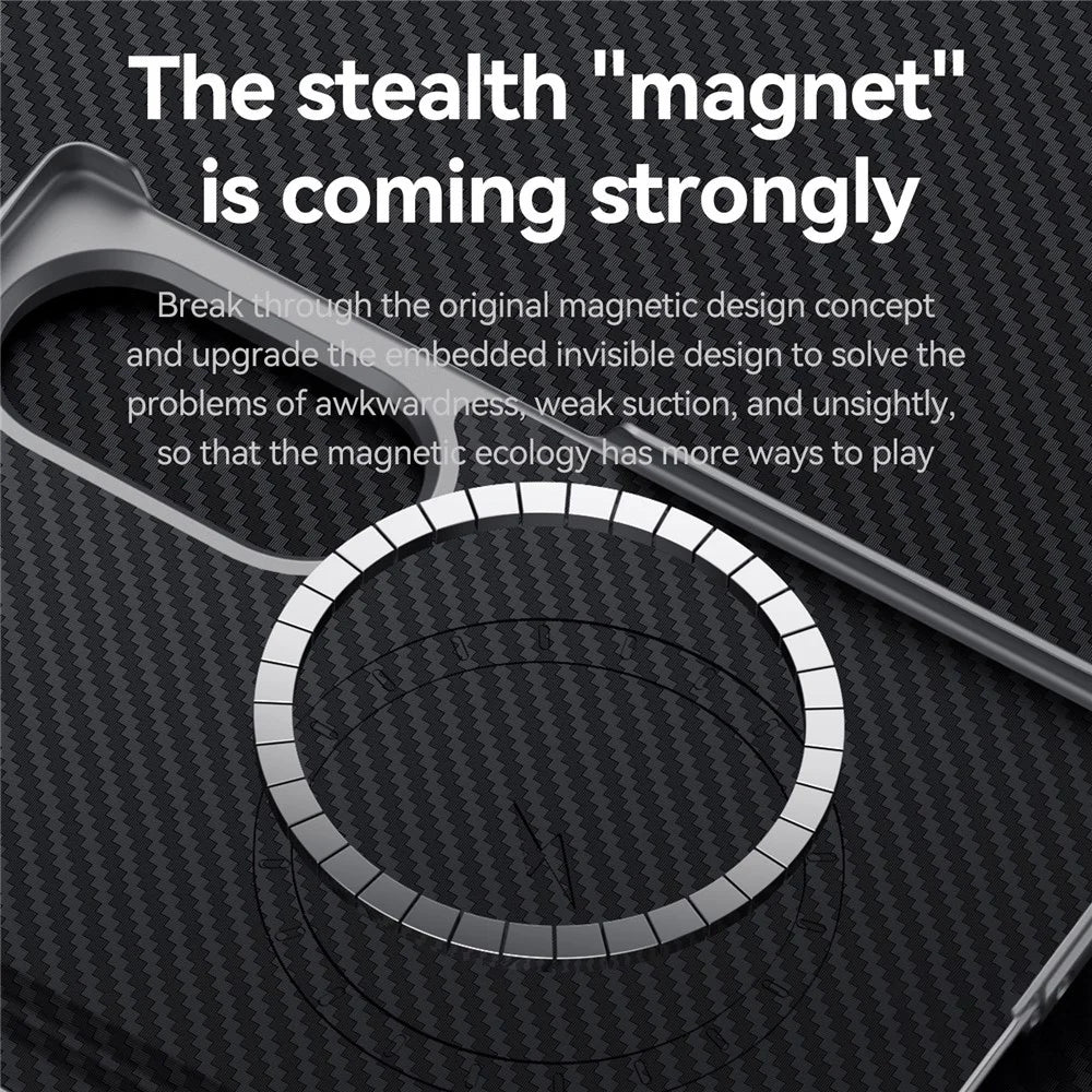 SULADA For Samsung Galaxy Z Fold8 Magnetic Case Leather+PC Phone Cover Carbon Fiber Texture - Black - 7