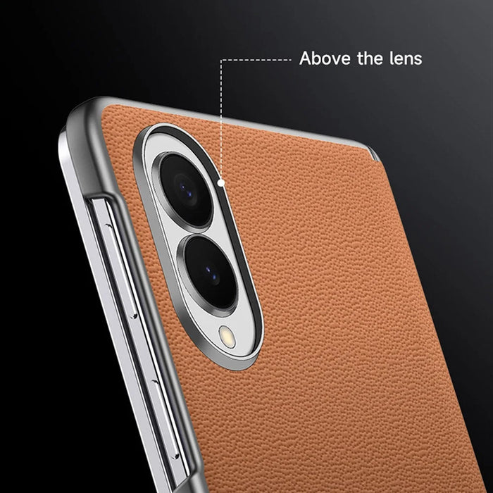 SULADA For Samsung Galaxy Z Fold8 Case Genuine Cow Leather Frameless Phone Back Cover - Brown - 5