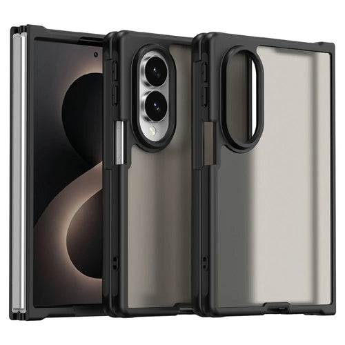For Samsung Galaxy Z Fold8 Case Drop Proof Airbags Frosted Translucent PC + TPU Phone Back Cover - Black - 1
