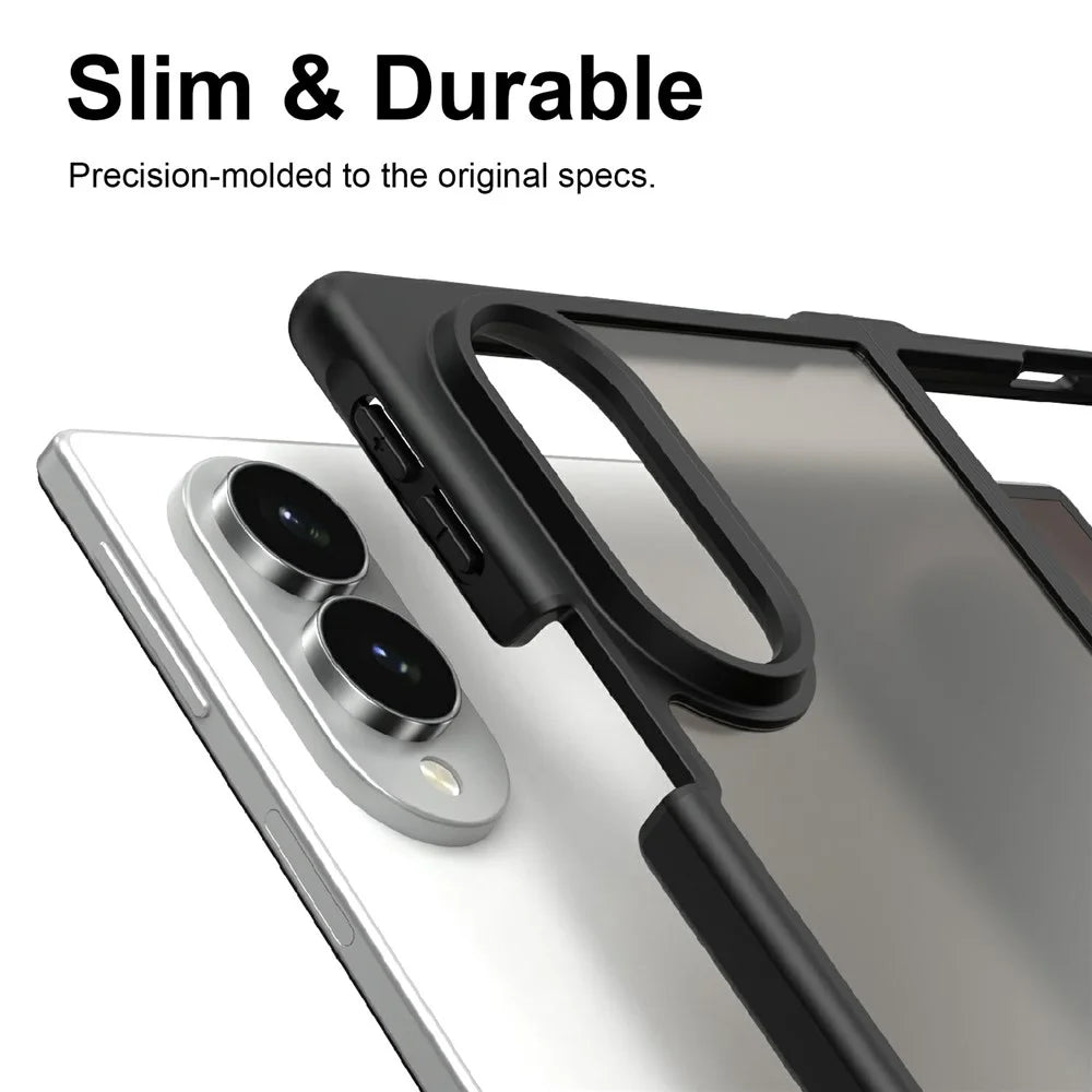 For Samsung Galaxy Z Fold8 Case Drop Proof Airbags Frosted Translucent PC + TPU Phone Back Cover - Black - 6