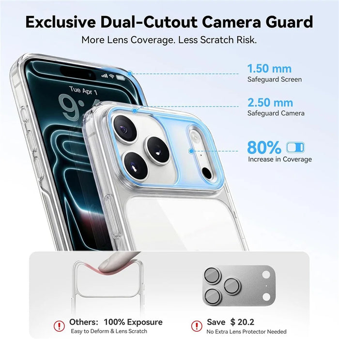 CASEKOO for iPhone 18 Pro Max / 17 Pro Max Case PC + TPU Clear Anti-Yellowing Phone Cover - Transparent - 4