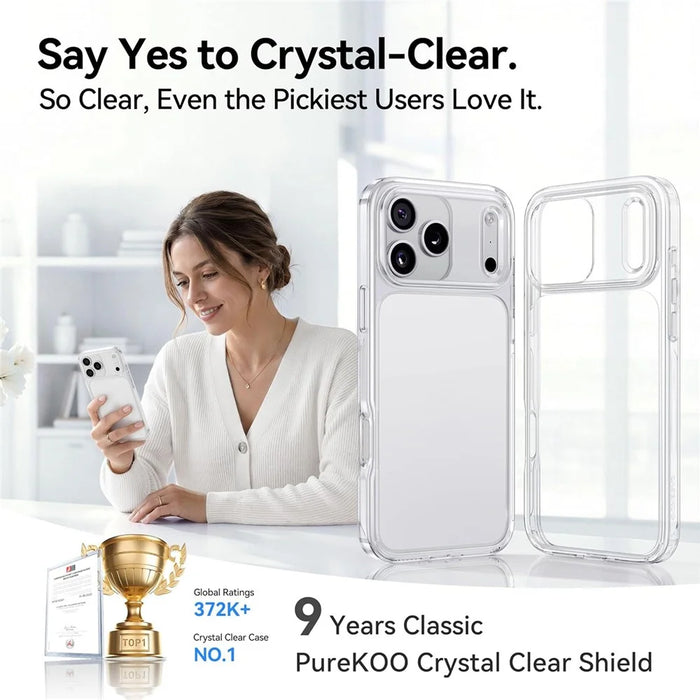 CASEKOO for iPhone 18 Pro Max / 17 Pro Max Case PC + TPU Clear Anti-Yellowing Phone Cover - Transparent - 5