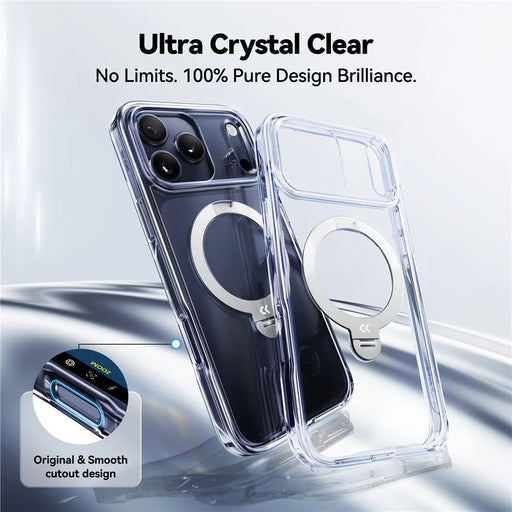 CASEKOO for iPhone 18 Pro Max / 17 Pro Max Magnetic Case Rotating Kickstand Clear PC + TPU Shockproof Back Cover - Transparent - 2