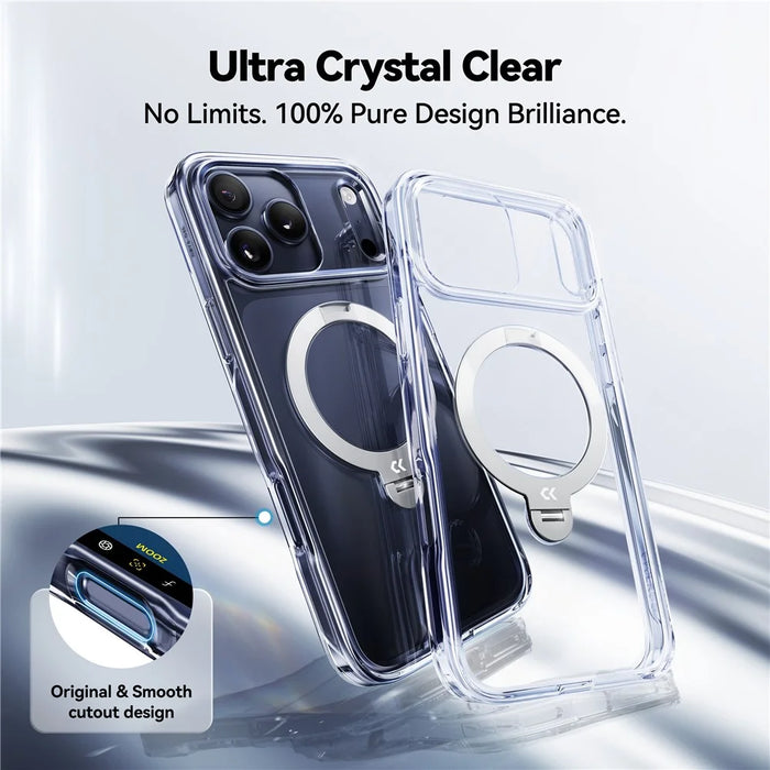CASEKOO for iPhone 18 Pro Max / 17 Pro Max Magnetic Case Rotating Kickstand Clear PC + TPU Shockproof Back Cover - Transparent - 2