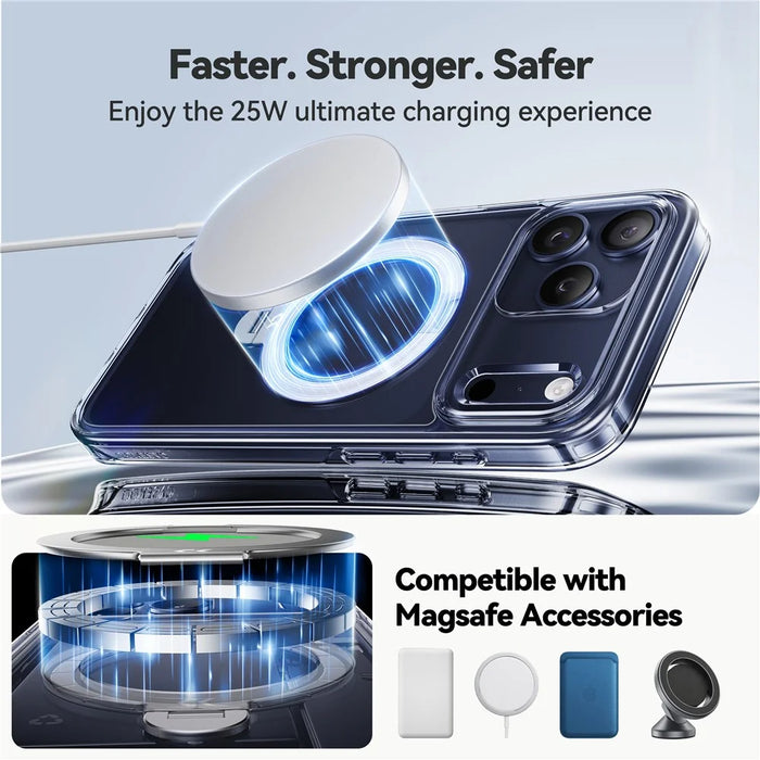 CASEKOO for iPhone 18 Pro / 17 Pro Magnetic Case Rotating Kickstand Clear PC + TPU Shockproof Back Cover - Transparent - 6