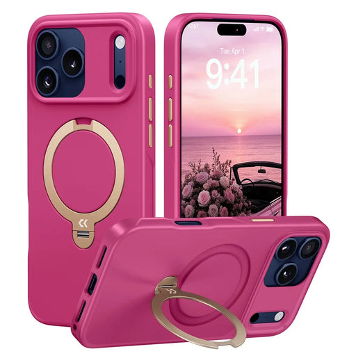 CASEKOO for iPhone 18 Pro Max / 17 Pro Max Case Magnetic Rotatable Kickstand PC + TPU Drop Protection Phone Cover - Pink - 1
