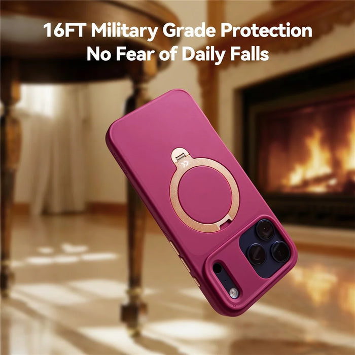 CASEKOO for iPhone 18 Pro Max / 17 Pro Max Case Magnetic Rotatable Kickstand PC + TPU Drop Protection Phone Cover - Pink - 5
