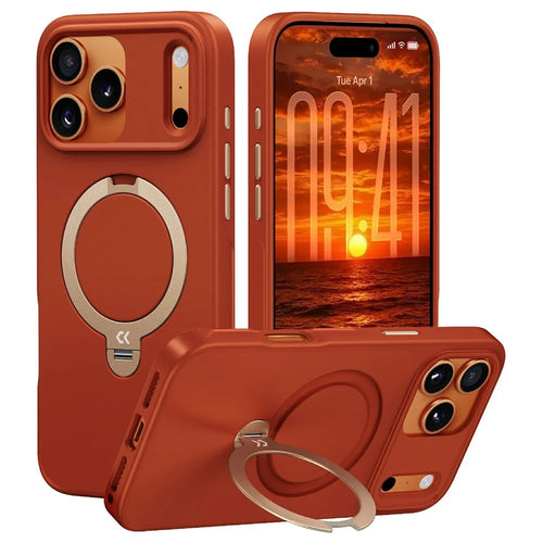 CASEKOO for iPhone 18 Pro / 17 Pro Case Magnetic Rotatable Kickstand PC + TPU Drop Protection Phone Cover - Orange - 1