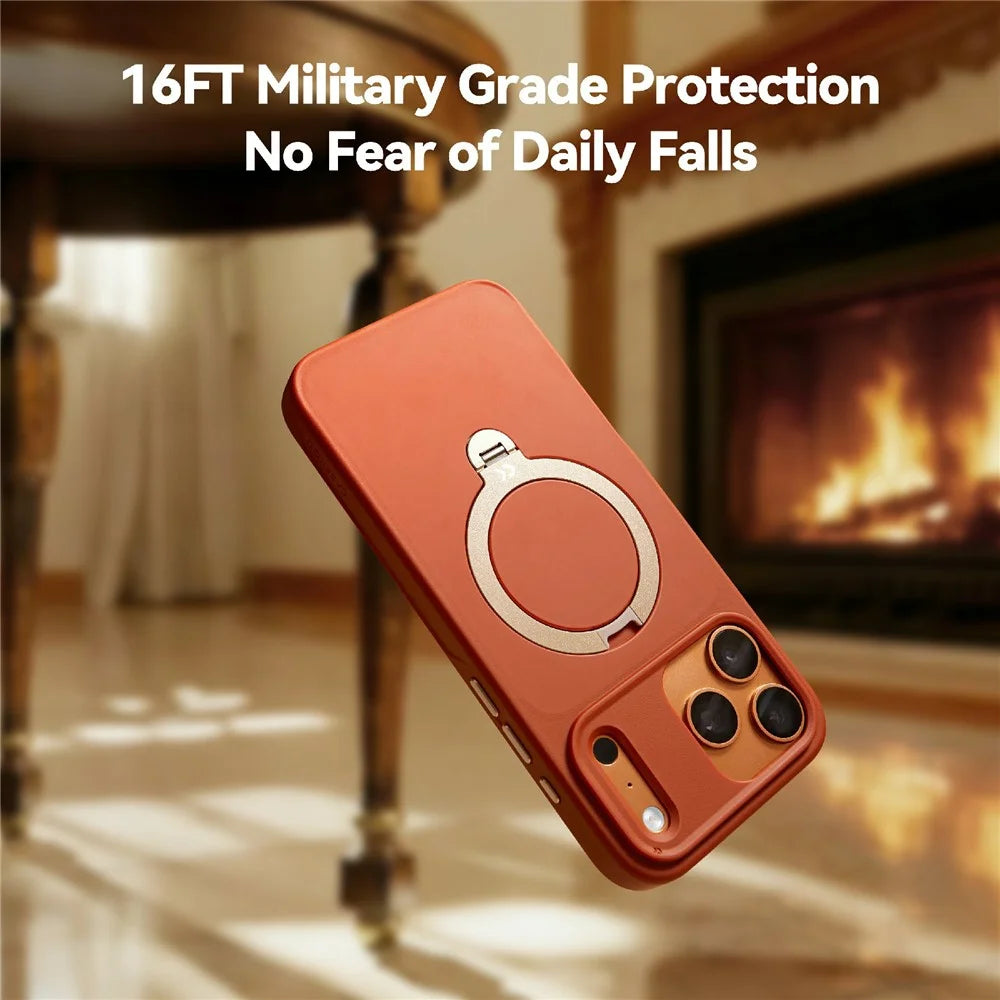 CASEKOO for iPhone 18 Pro / 17 Pro Case Magnetic Rotatable Kickstand PC + TPU Drop Protection Phone Cover - Orange - 4