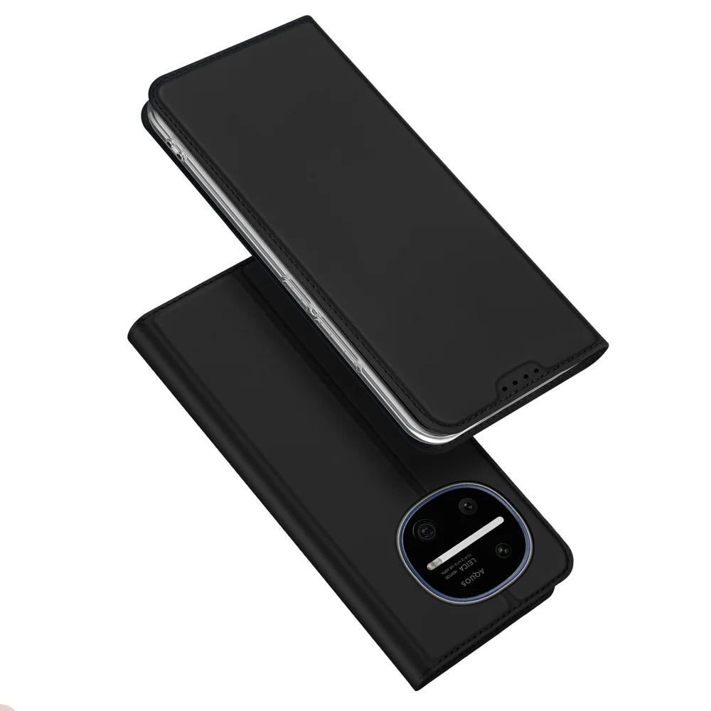 DUX DUCIS for Sharp Aquos R11 Skin Pro Series Case Leather Stand Cover Card Holder - Black - 1